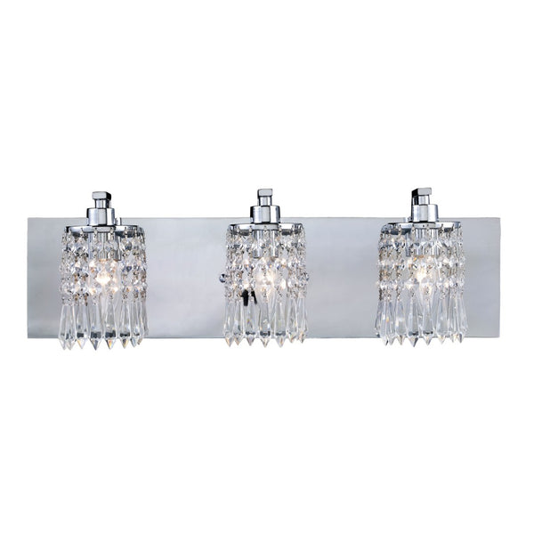 Atlas Optix Elegant 3-Light Vanity Fixture with Crystal Accents for Modern Bathroom Illumination and Style Polished Chrome 21'' WL11674-CH