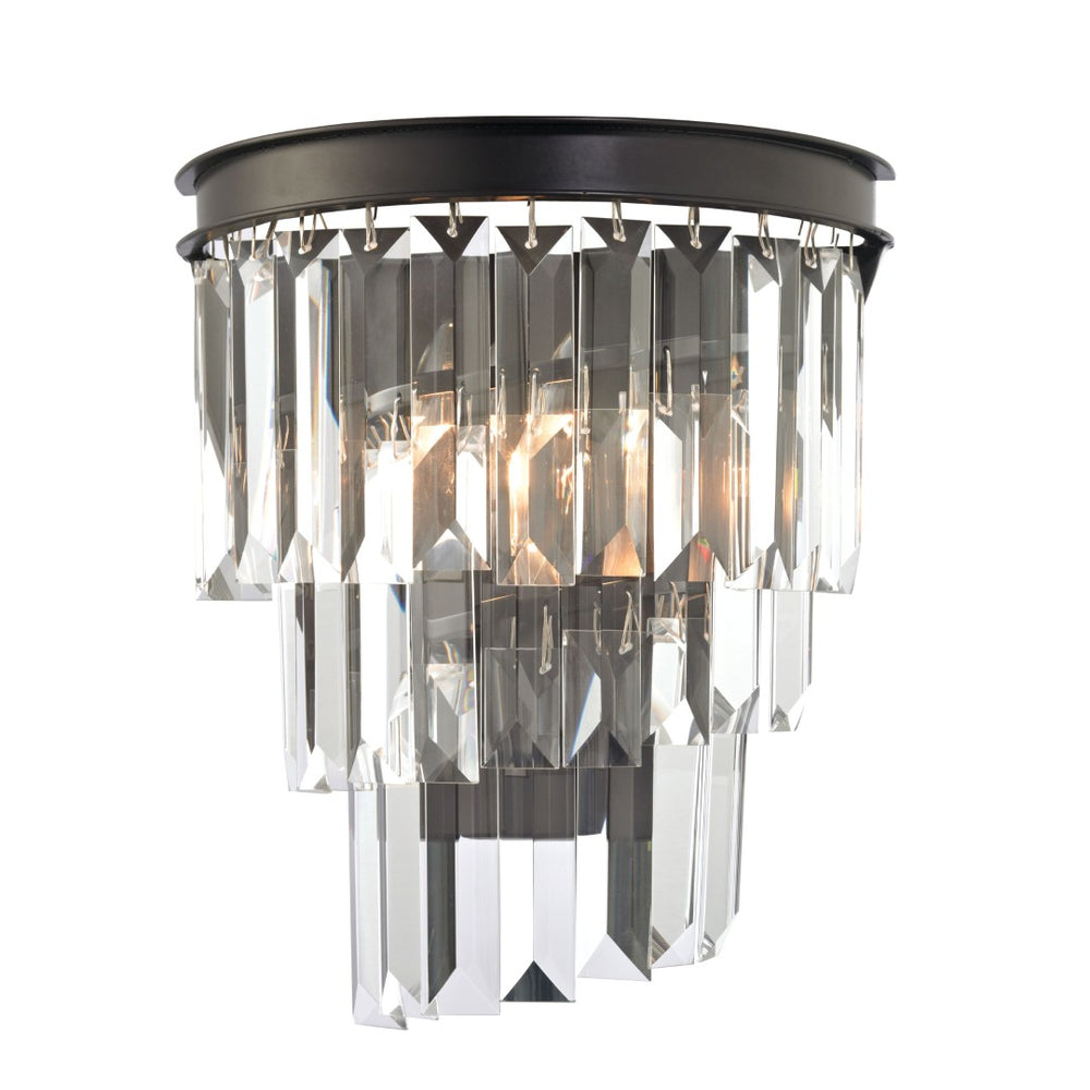 Atlas Palacial 10-Inch 1-Light Wall Sconce - Elegant Oil Rubbed Bronze with Sparkling Prismatic Crystals WL11676-BZ