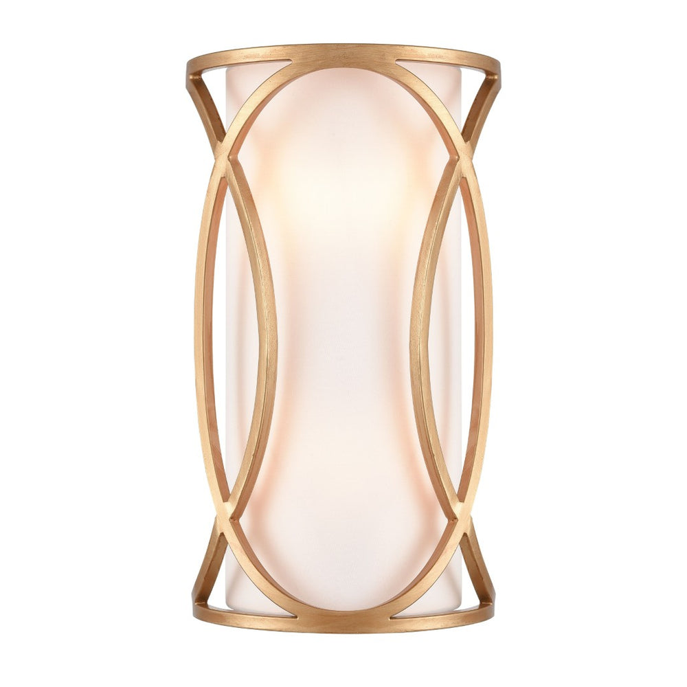 Atlas Ringlets 15" High 2-Light Sconce - Modern Matte Gold Fixture with White Shade for Stylish Spaces WL11688-GD