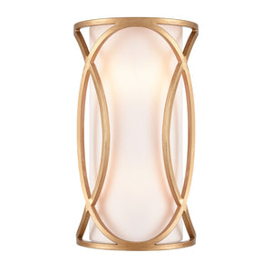 Atlas Ringlets 15" High 2-Light Sconce - Modern Matte Gold Fixture with White Shade for Stylish Spaces WL11688-GD