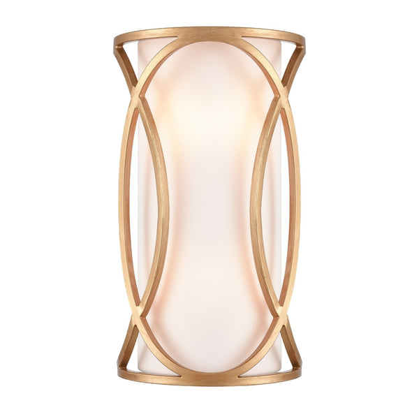 Atlas Ringlets 15" High 2-Light Sconce - Modern Matte Gold Fixture with White Shade for Stylish Spaces WL11688-GD