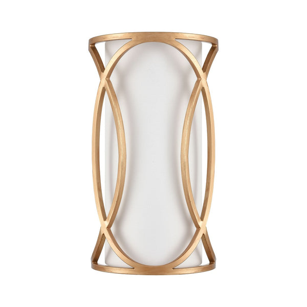 Atlas Ringlets 15" High 2-Light Sconce - Modern Matte Gold Fixture with White Shade for Stylish Spaces WL11688-GD
