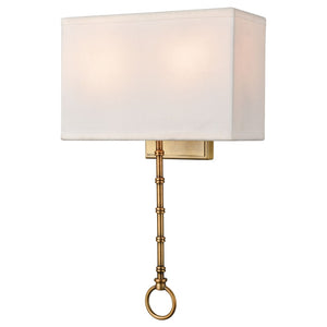 Atlas Shannon 17'' High 2-Light Wall Sconce - Elegant Fabric Shade & Bamboo Motif for Modern Spaces Warm Brass WL11696-BS