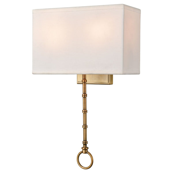 Atlas Shannon 17'' High 2-Light Wall Sconce - Elegant Fabric Shade & Bamboo Motif for Modern Spaces Warm Brass WL11696-BS
