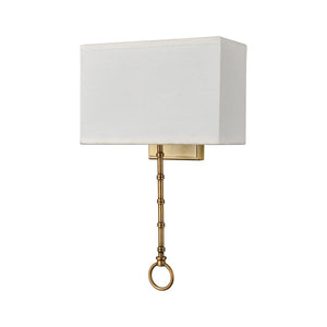 Atlas Shannon 17'' High 2-Light Wall Sconce - Elegant Fabric Shade & Bamboo Motif for Modern Spaces Warm Brass WL11696-BS
