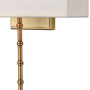 Atlas Shannon 17'' High 2-Light Wall Sconce - Elegant Fabric Shade & Bamboo Motif for Modern Spaces Warm Brass WL11696-BS