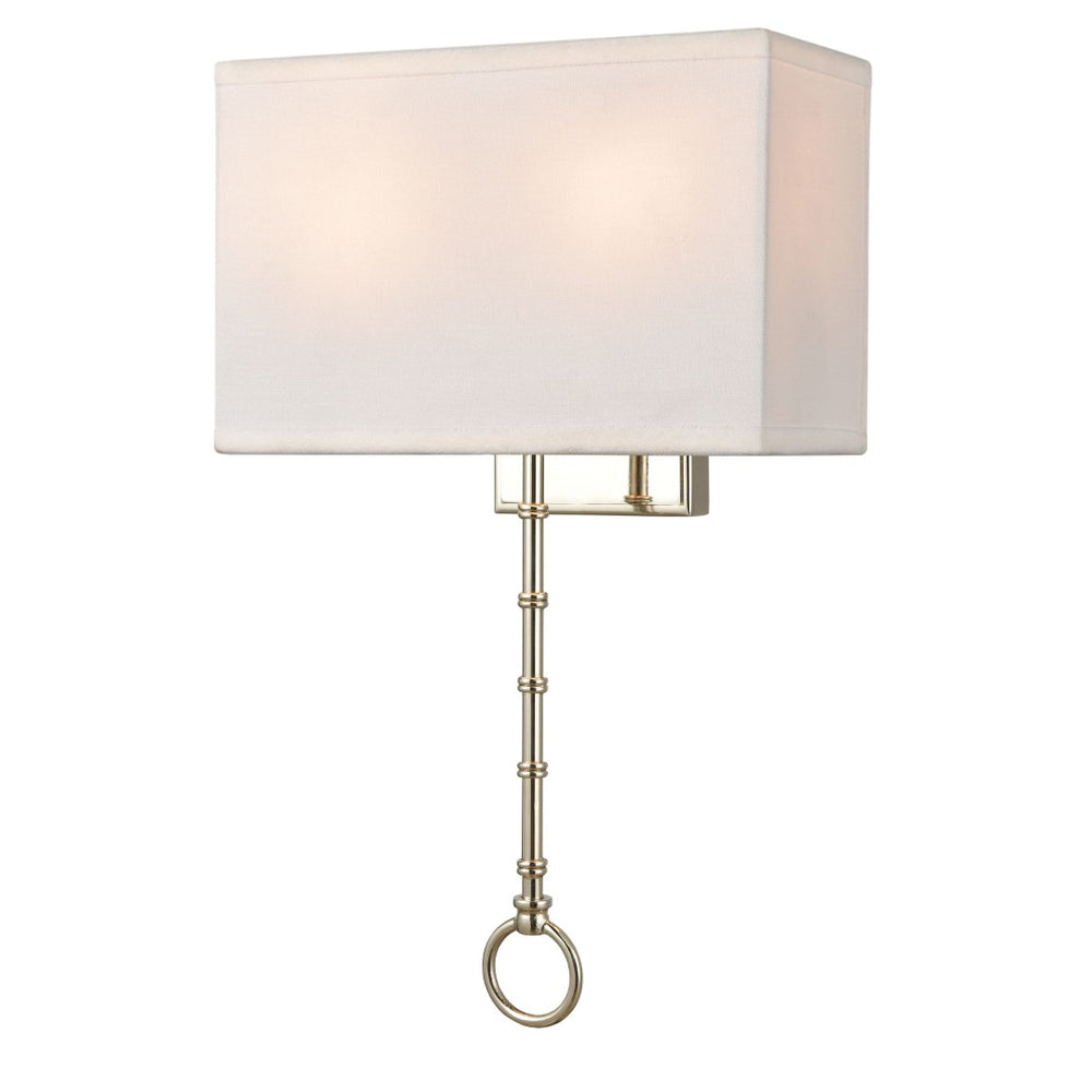 Atlas Shannon 17'' High 2-Light Wall Sconce - Elegant Fabric Shade & Bamboo Motif for Modern Spaces Polished Chrome WL11696-CH