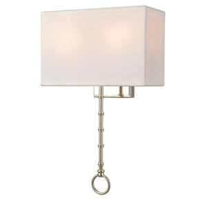 Atlas Shannon 17'' High 2-Light Wall Sconce - Elegant Fabric Shade & Bamboo Motif for Modern Spaces Polished Chrome WL11696-CH