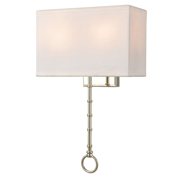 Atlas Shannon 17'' High 2-Light Wall Sconce - Elegant Fabric Shade & Bamboo Motif for Modern Spaces Polished Chrome WL11696-CH