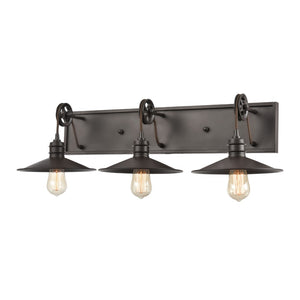 Atlas Spindle 1-Light Wall Sconce - Vintage Industrial Design with Pulley Motif for Timeless Charm Oil Rubbed Bronze 31'' WL11700-BZ
