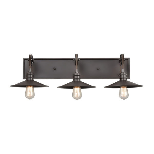 Atlas Spindle 1-Light Wall Sconce - Vintage Industrial Design with Pulley Motif for Timeless Charm Oil Rubbed Bronze 31'' WL11700-BZ
