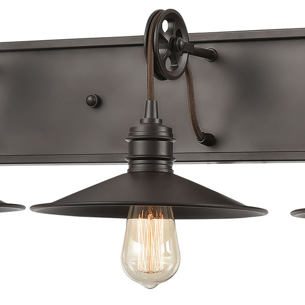 Atlas Spindle 1-Light Wall Sconce - Vintage Industrial Design with Pulley Motif for Timeless Charm Oil Rubbed Bronze 31'' WL11700-BZ