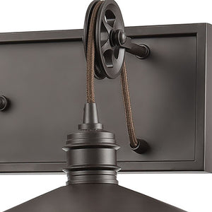 Atlas Spindle 1-Light Wall Sconce - Vintage Industrial Design with Pulley Motif for Timeless Charm Oil Rubbed Bronze 31'' WL11700-BZ