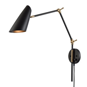 Atlas Stanley 17.75'' High Adjustable Swingarm Sconce - Matte Black Midcentury Design for Versatile Lighting WL11701-BK