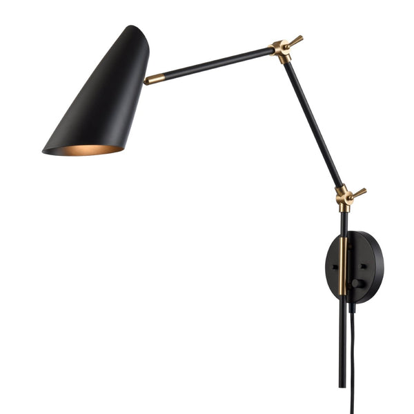 Atlas Stanley 17.75'' High Adjustable Swingarm Sconce - Matte Black Midcentury Design for Versatile Lighting WL11701-BK