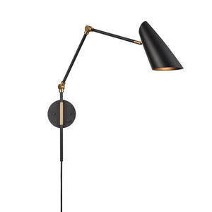 Atlas Stanley 17.75'' High Adjustable Swingarm Sconce - Matte Black Midcentury Design for Versatile Lighting WL11701-BK