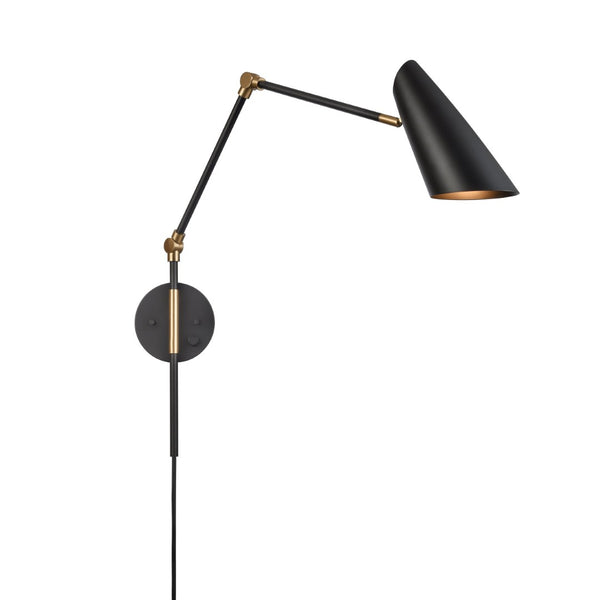 Atlas Stanley 17.75'' High Adjustable Swingarm Sconce - Matte Black Midcentury Design for Versatile Lighting WL11701-BK