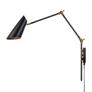 Atlas Stanley 17.75'' High Adjustable Swingarm Sconce - Matte Black Midcentury Design for Versatile Lighting WL11701-BK