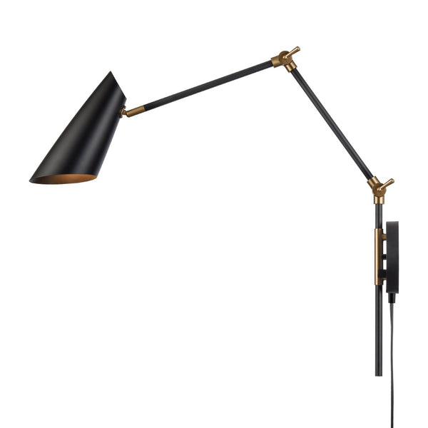 Atlas Stanley 17.75'' High Adjustable Swingarm Sconce - Matte Black Midcentury Design for Versatile Lighting WL11701-BK