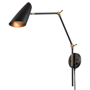 Atlas Stanley 17.75'' High Adjustable Swingarm Sconce - Matte Black Midcentury Design for Versatile Lighting WL11701-BK