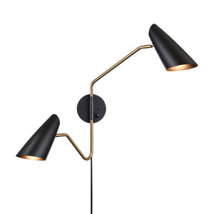 Atlas Stanley 22.75'' High 2-Light Swingarm Sconce - Matte Black, Adjustable, Stylish Task Lighting Fixture WL11702-BK