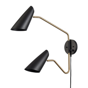 Atlas Stanley 22.75'' High 2-Light Swingarm Sconce - Matte Black, Adjustable, Stylish Task Lighting Fixture WL11702-BK