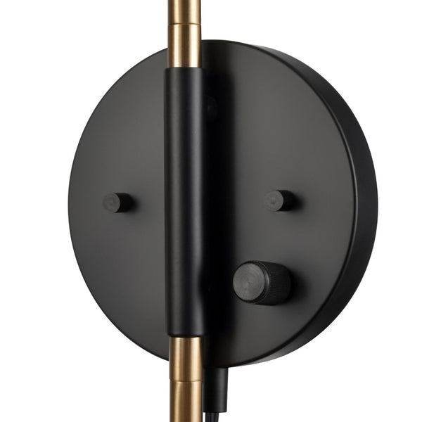 Atlas Stanley 22.75'' High 2-Light Swingarm Sconce - Matte Black, Adjustable, Stylish Task Lighting Fixture WL11702-BK