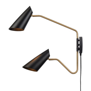 Atlas Stanley 22.75'' High 2-Light Swingarm Sconce - Matte Black, Adjustable, Stylish Task Lighting Fixture WL11702-BK