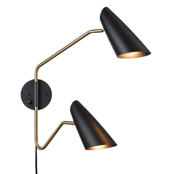 Atlas Stanley 22.75'' High 2-Light Swingarm Sconce - Matte Black, Adjustable, Stylish Task Lighting Fixture WL11702-BK