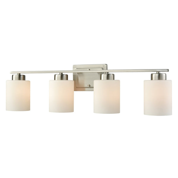 Atlas Summit Place 1-Light Wall Sconce - Transitional Design with Soft Glass Shade for Warm Indoor Lighting Brushed Nickel 29'' WL11706-NK