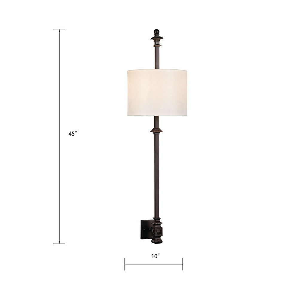 Atlas Torch 45'' High 2-Light Wall Sconce - Elegant Oil Rubbed Bronze with Water Glass Shades for Ambiance WL11709-BZ