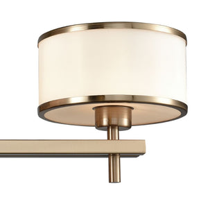Atlas Utica 2-Light Modern Vanity Light Fixture with White Glass Shades for Elegant Bathroom Décor Satin Brass 29'' WL11711-BS