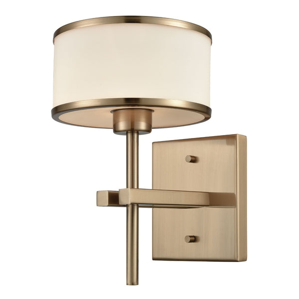 Atlas Utica 2-Light Modern Vanity Light Fixture with White Glass Shades for Elegant Bathroom Décor Satin Brass 6'' WL11712-BS