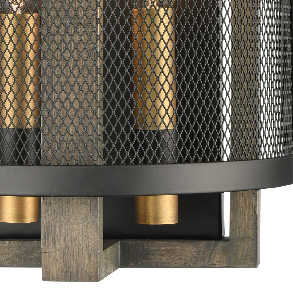Atlas Woodbridge 10'' High 2-Light Sconce - Matte Black & Weathered Oak for Elegant Ambient Illumination WL11721-BK