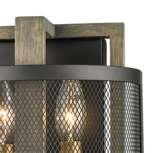 Atlas Woodbridge 10'' High 2-Light Sconce - Matte Black & Weathered Oak for Elegant Ambient Illumination WL11721-BK
