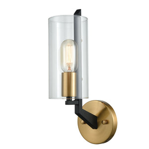 Atlas Blakeslee 14-Inch 1-Light Wall Sconce in Matte Black with Brass Accents for Modern Interiors WL11724-BK