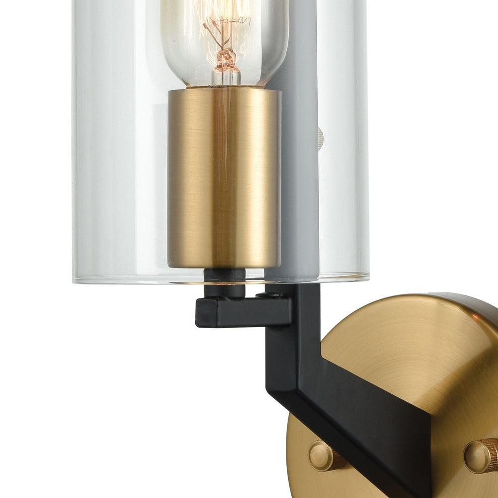 Atlas Blakeslee 14-Inch 1-Light Wall Sconce in Matte Black with Brass Accents for Modern Interiors WL11724-BK
