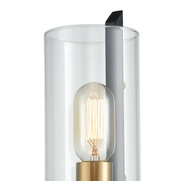 Atlas Blakeslee 14-Inch 1-Light Wall Sconce in Matte Black with Brass Accents for Modern Interiors WL11724-BK