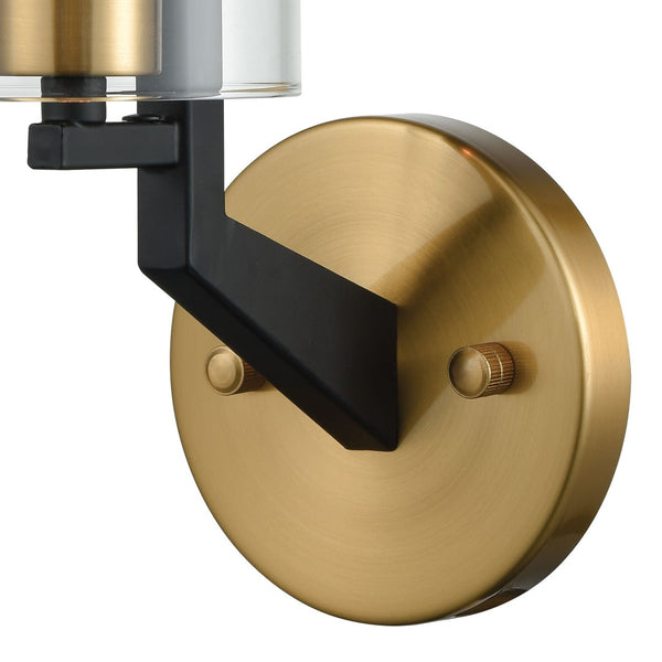 Atlas Blakeslee 14-Inch 1-Light Wall Sconce in Matte Black with Brass Accents for Modern Interiors WL11724-BK