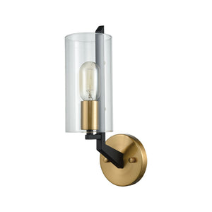 Atlas Blakeslee 14-Inch 1-Light Wall Sconce in Matte Black with Brass Accents for Modern Interiors WL11724-BK