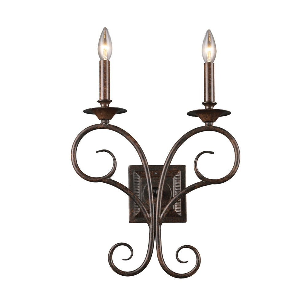 Atlas Gloucester 17.5'' High 2-Light Wall Sconce - Handcrafted Wrought-Iron Elegance in Weathered Bronze WL11726-BZ