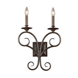 Atlas Gloucester 17.5'' High 2-Light Wall Sconce - Handcrafted Wrought-Iron Elegance in Weathered Bronze WL11726-BZ