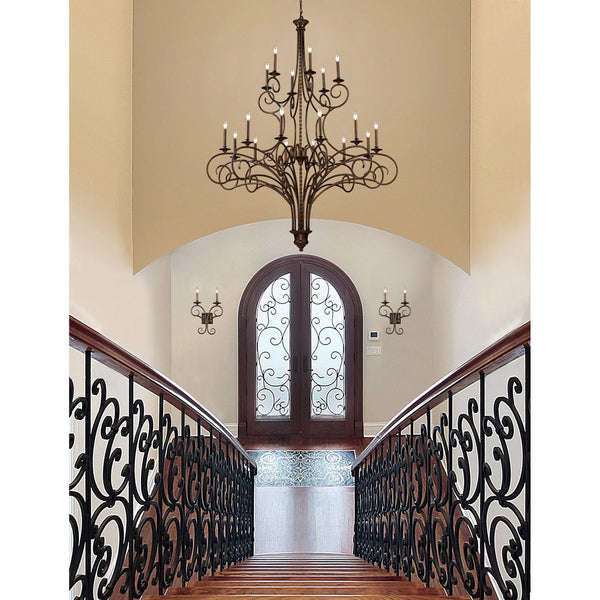 Atlas Gloucester 17.5'' High 2-Light Wall Sconce - Handcrafted Wrought-Iron Elegance in Weathered Bronze WL11726-BZ