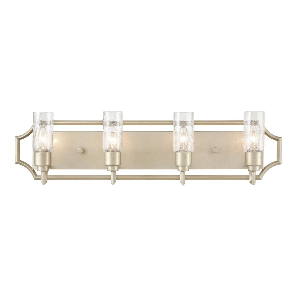Atlas Cheswick 33'' Wide 4-Light Vanity Light - Elegant Aged Silver with Crackled Glass Diffusers WL11729-SV