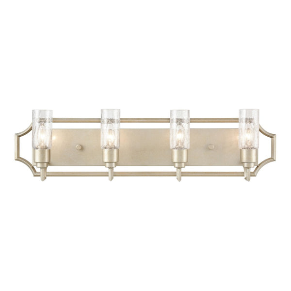 Atlas Cheswick 33'' Wide 4-Light Vanity Light - Elegant Aged Silver with Crackled Glass Diffusers WL11729-SV