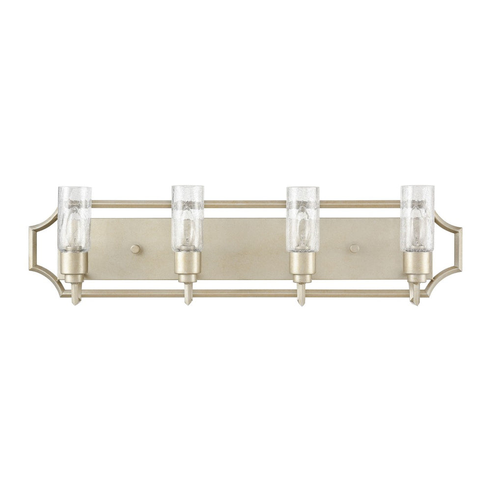Atlas Cheswick 33'' Wide 4-Light Vanity Light - Elegant Aged Silver with Crackled Glass Diffusers WL11729-SV