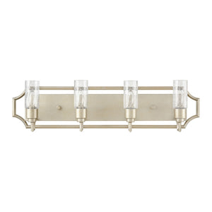 Atlas Cheswick 33'' Wide 4-Light Vanity Light - Elegant Aged Silver with Crackled Glass Diffusers WL11729-SV