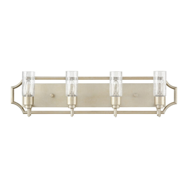 Atlas Cheswick 33'' Wide 4-Light Vanity Light - Elegant Aged Silver with Crackled Glass Diffusers WL11729-SV