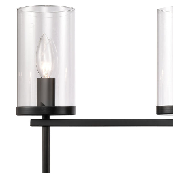 Atlas Oakland 2-Light Vanity Fixture with Modern Torch-Style Design and Cylindrical Glass Shades for Elegance Black 32.5'' WL11731-BK