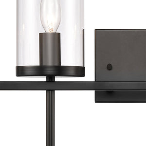 Atlas Oakland 2-Light Vanity Fixture with Modern Torch-Style Design and Cylindrical Glass Shades for Elegance Black 32.5'' WL11731-BK